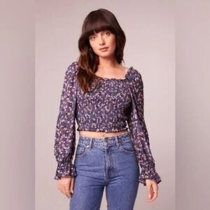 Band of the Free Purple Floral Crop Top, Size S. NWT